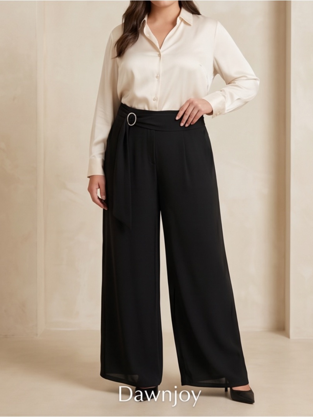 Dawnjoy plus 14 size Sheer luxury diamond Buckle dress pants
